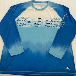 Tommy Bahama Blue and White Men's Rash Guard